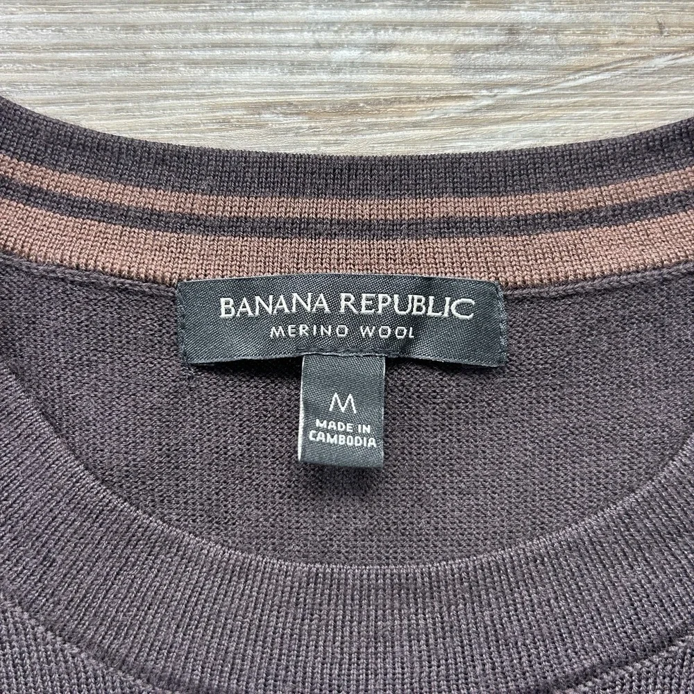 Banana Republic Medium Chocolate Brown Merino Wool Crew Neck Sweater